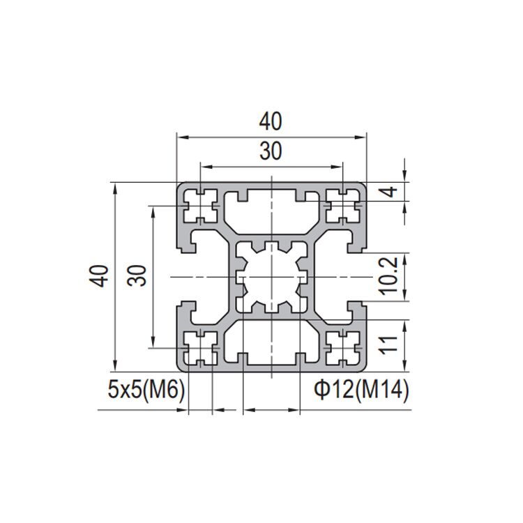 40x40 T-Slot Aluminum Profile with Dual Slots - Type B