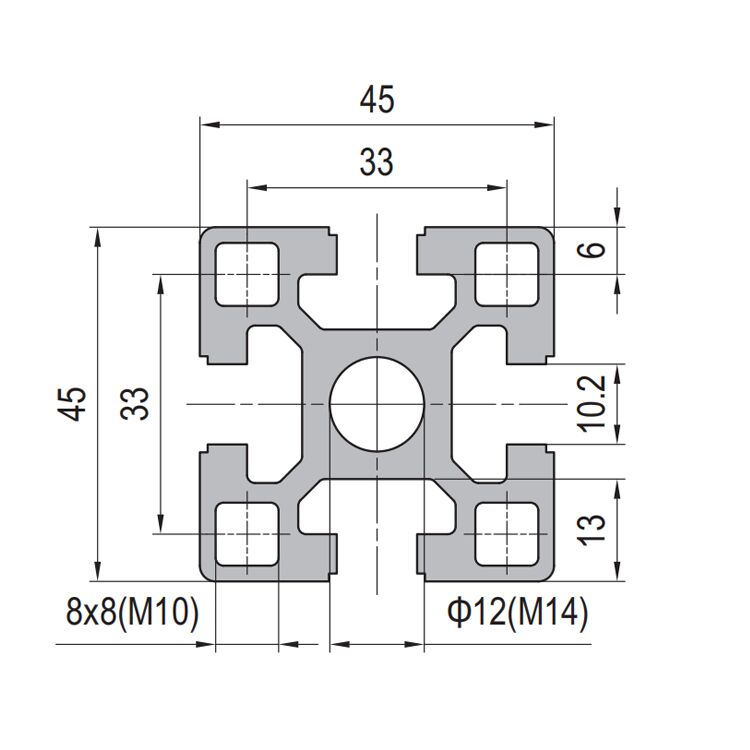 45x45mm Heavy-Duty Aluminum Profile