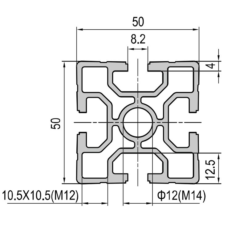 Hochbelastbares 50x50 T-Nut-Aluminium-Strangpressprofil für industrielle Rahmenkonstruktionen – Bild 2
